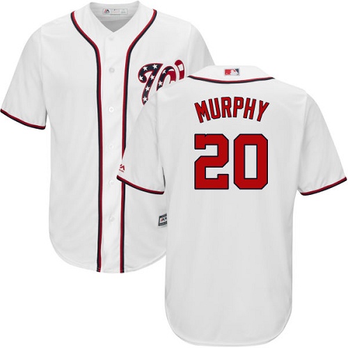 Nationals #20 Daniel Murphy White Cool Base Stitched Youth MLB Jersey - Click Image to Close